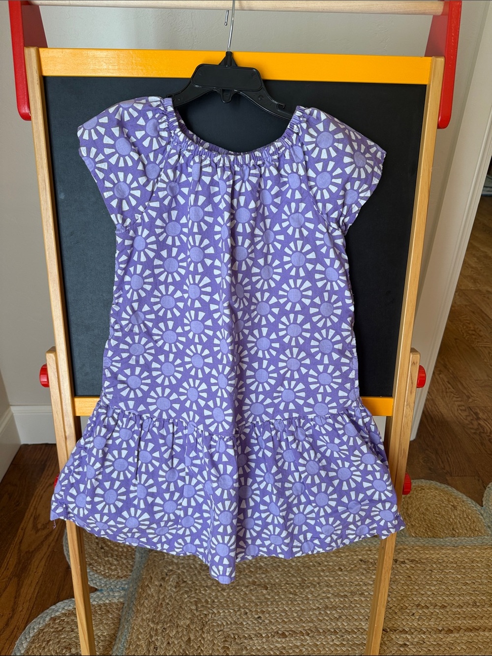 Primary Purple Floral Casual Cotton Dress